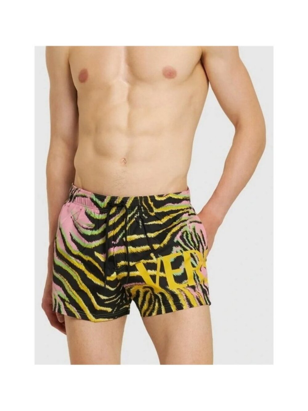 New Authentic VERSACE Logo-Printed Nylon Swim Shorts – Size 7